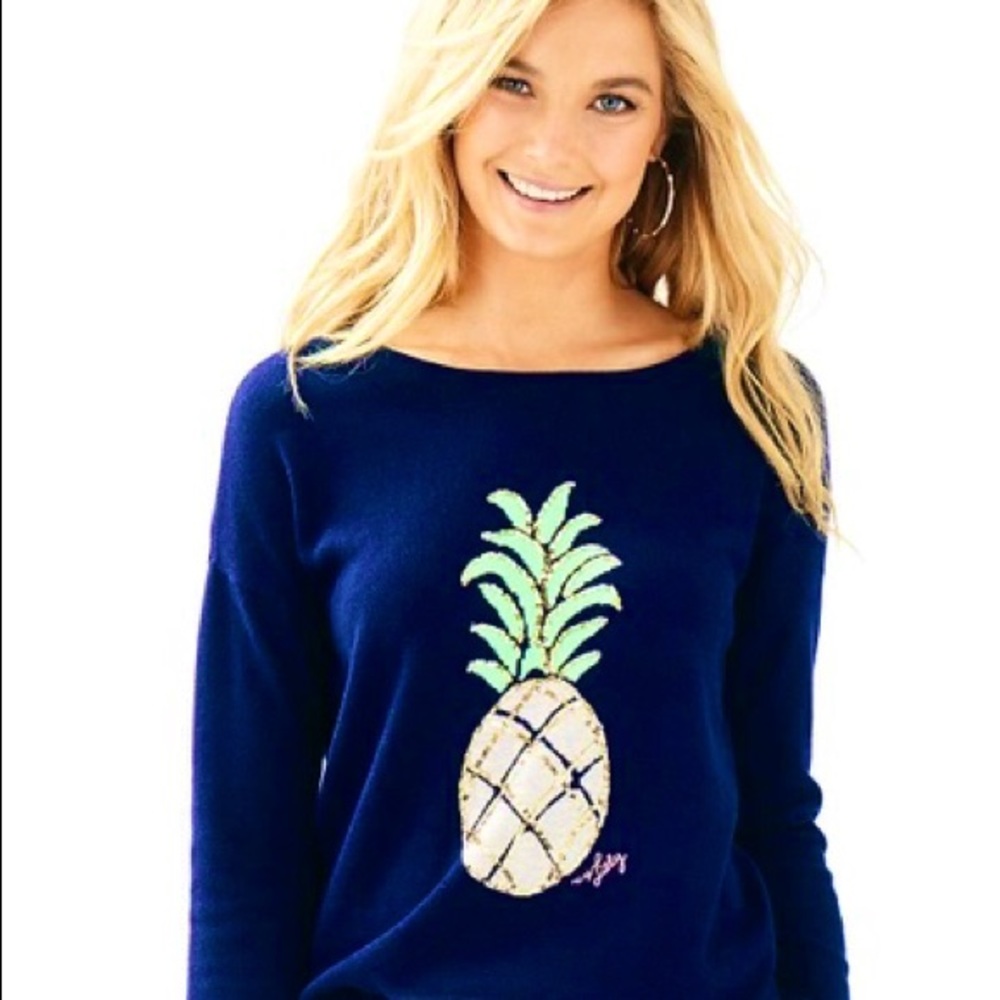 Lily Pulitzer NWT Navy Pineapple Roselle Sweater🤍